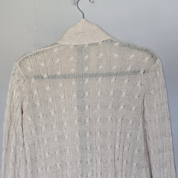 Ralph Lauren Black Label 100% Linen Cable Knit Shawl Collar Cardigan Sweater - Picture 12 of 13